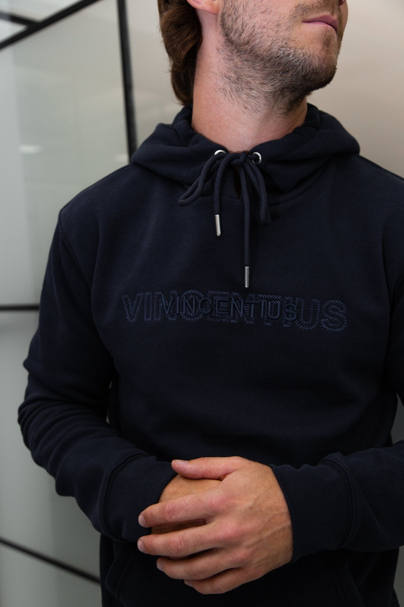 Double Embroidery Luxe Hoodie - Navy - Vincentius