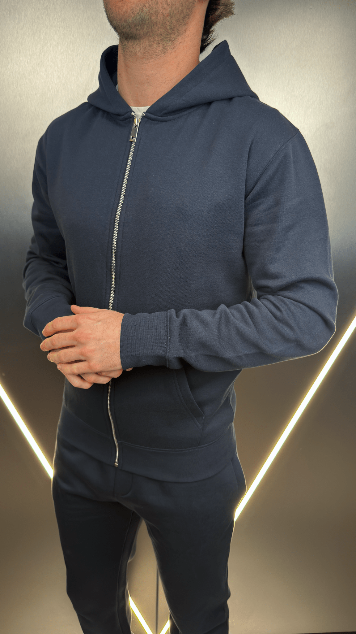 Full Zip Silicone Badge Every Day Tracksuit - Navy - Vincentius