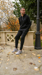 Loopback 1/4 Zip Hoodie - Black - Vincentius