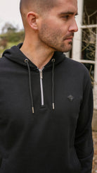 Loopback 1/4 Zip Hoodie - Black - Vincentius