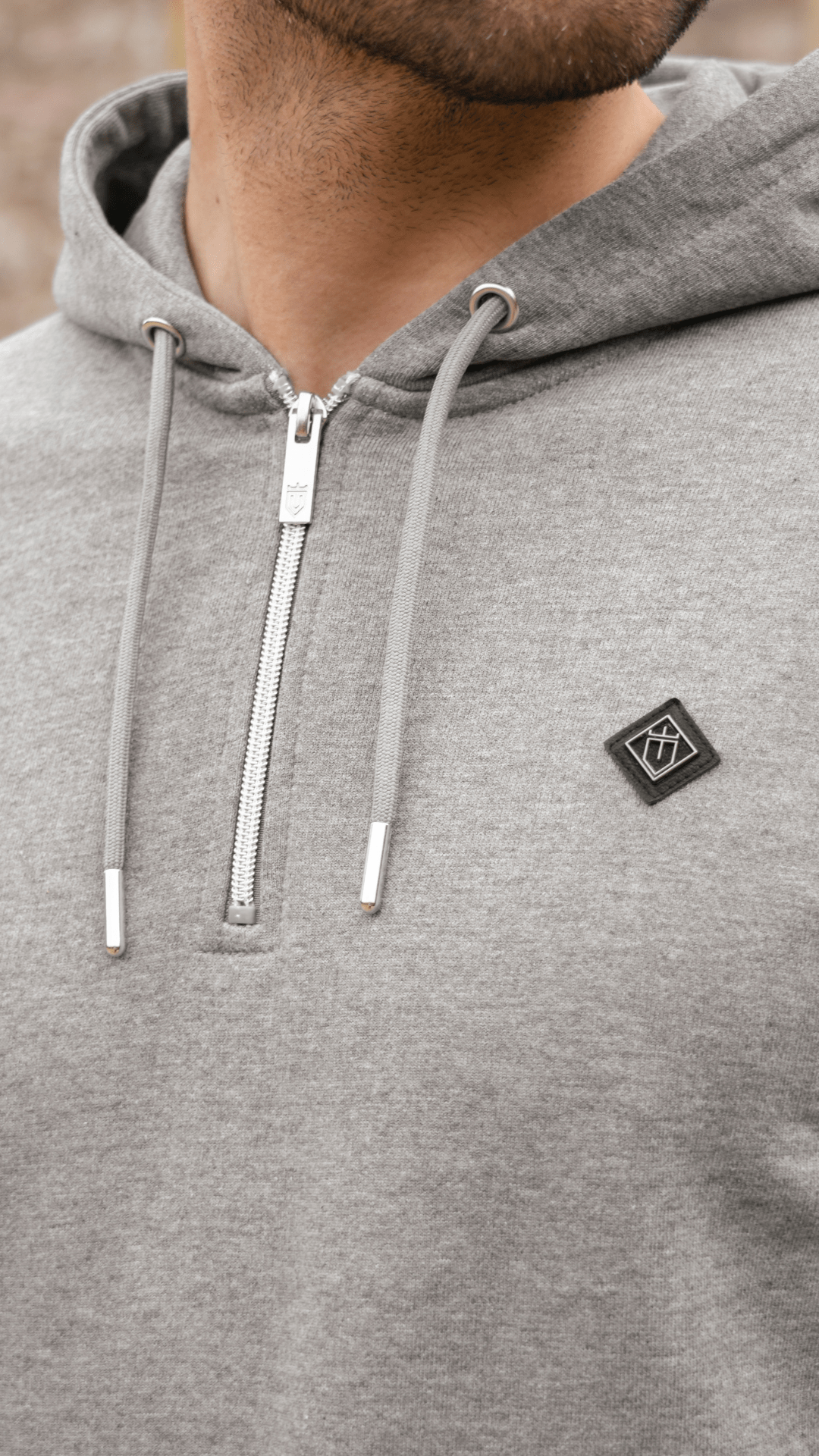 Loopback 1/4 Zip Hoodie - Grey Marl - Vincentius