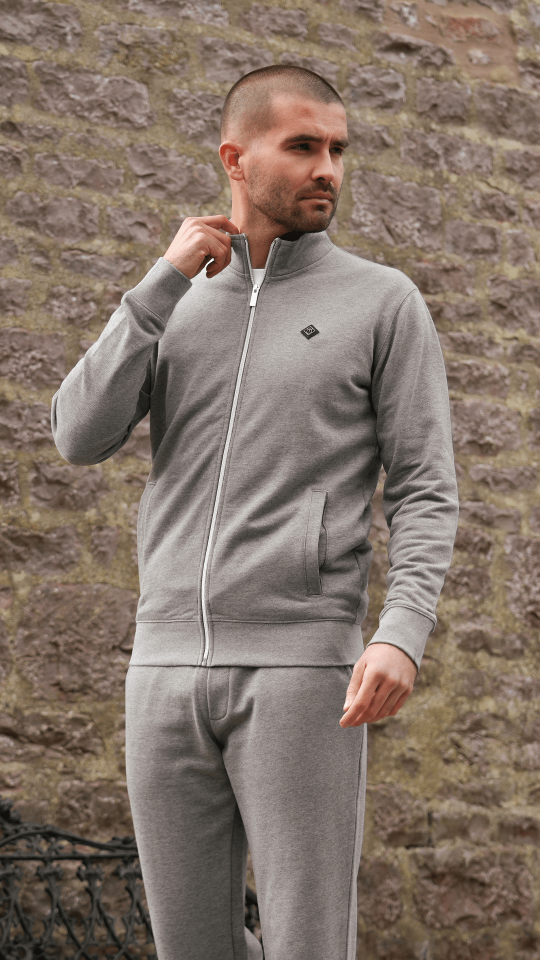 Loopback Zip Through Jacket - Grey Marl - Vincentius