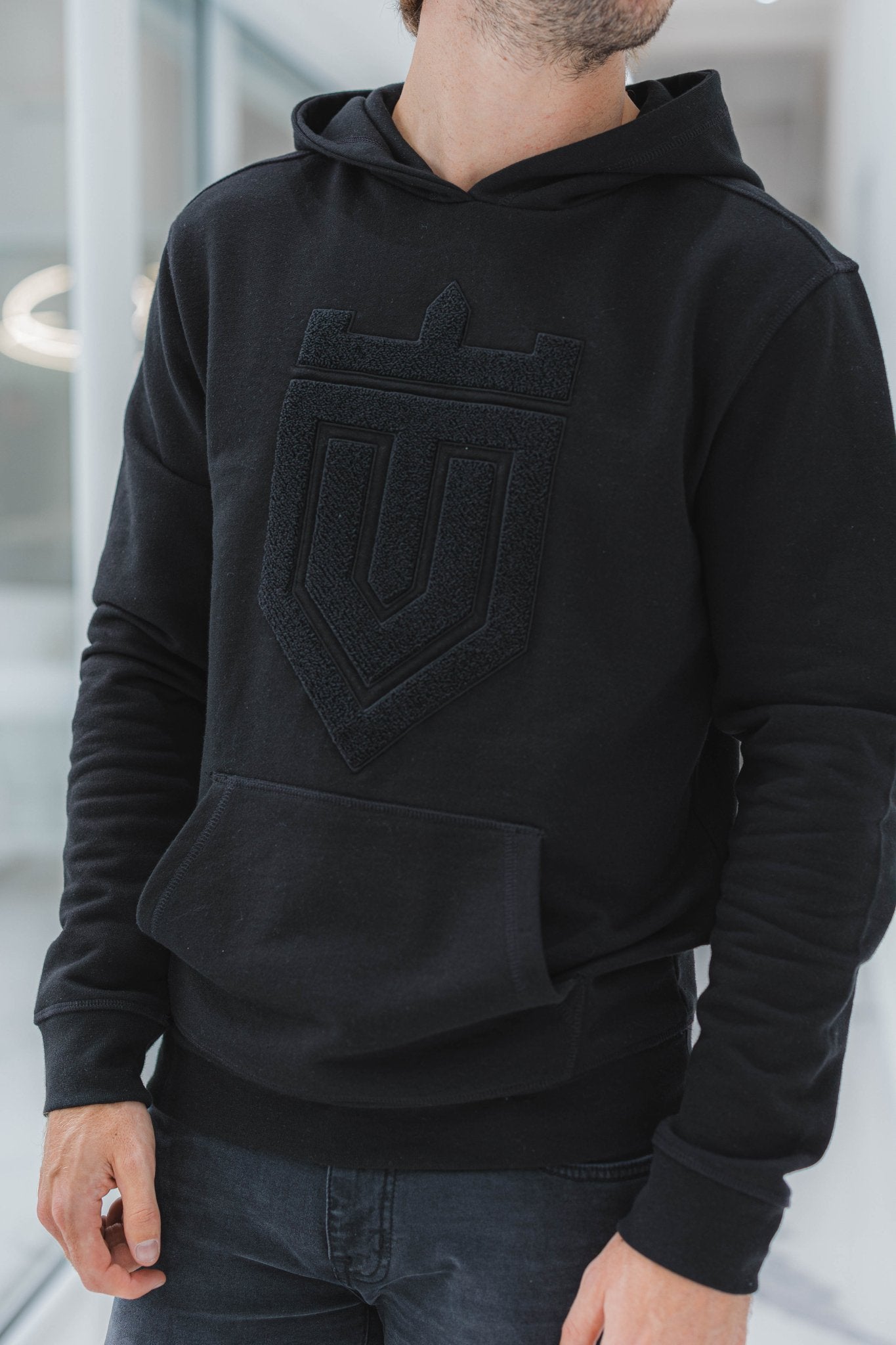 Luxury Boucle Shield Hoodie - Black - Vincentius