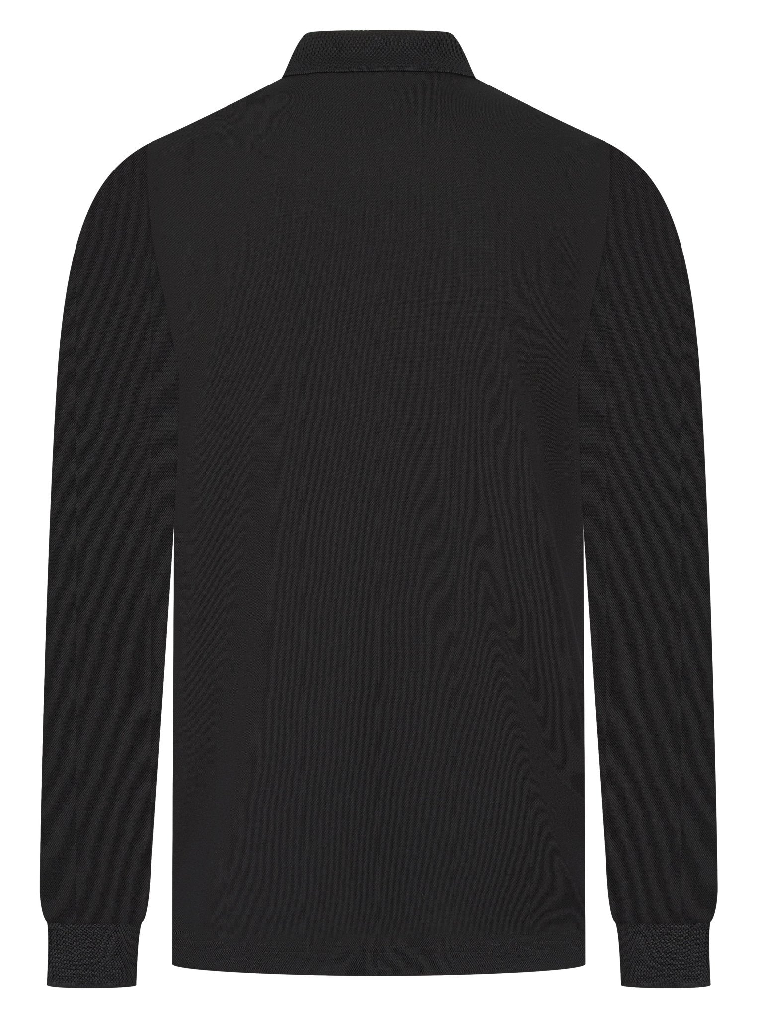 Luxury Long Sleeve Pique Logo Polo - Black - Vincentius