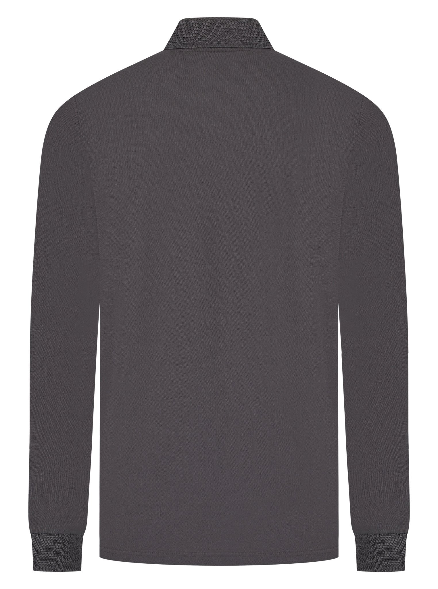 Luxury Long Sleeve Pique Logo Polo - Charcoal - Vincentius