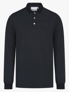 Luxury Long Sleeve Pique Logo Polo - Navy - Vincentius