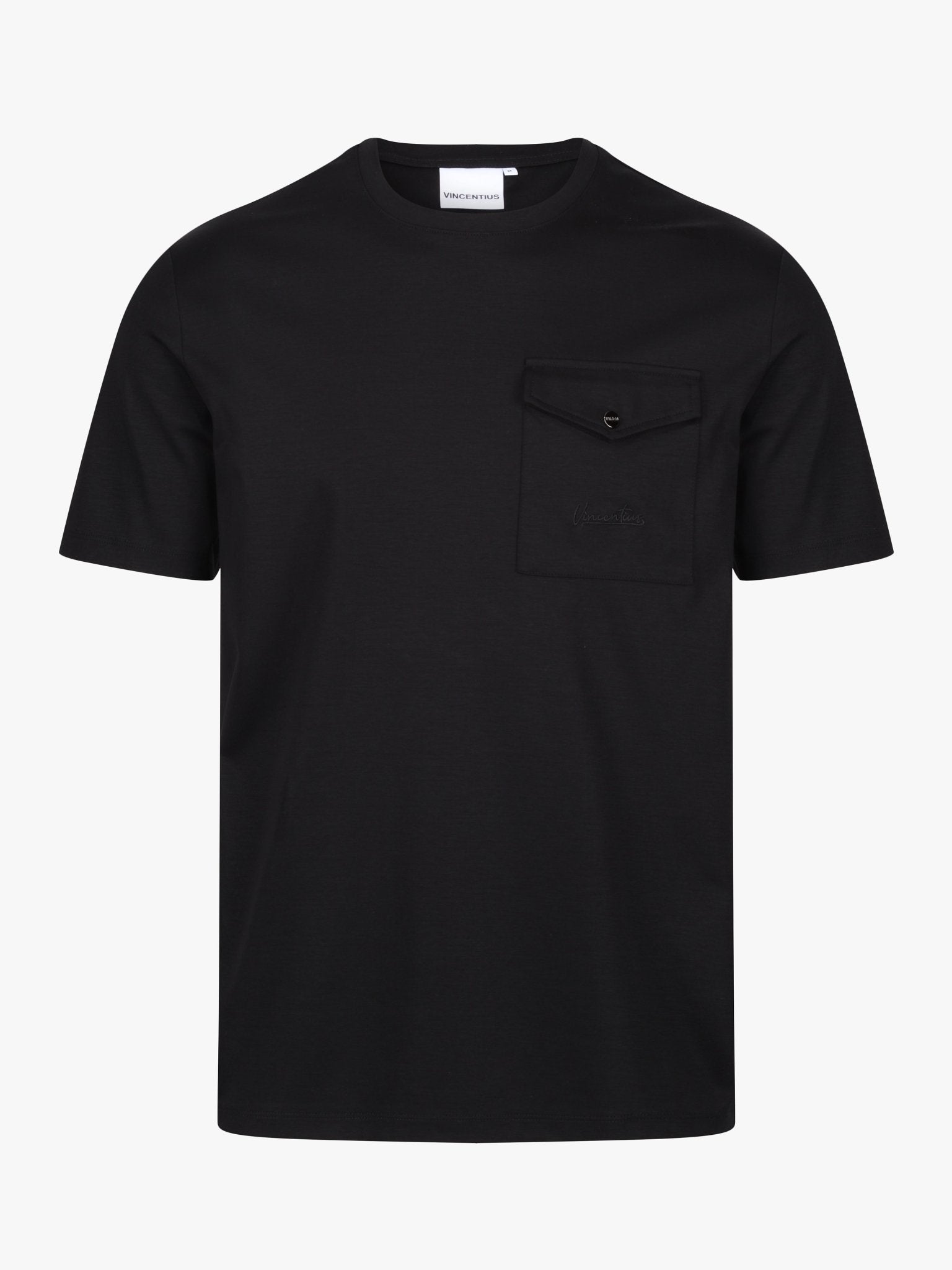 Luxury Mercerised Pocket Logo T-Shirt - Black - Vincentius