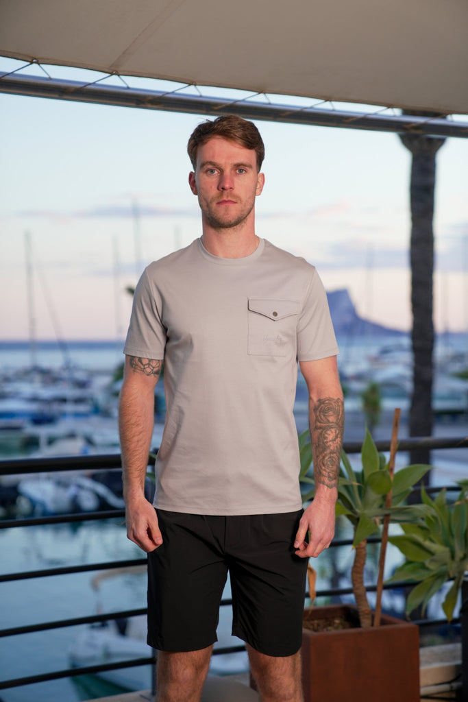 Luxury Mercerised Pocket Logo T-Shirt - Ice Grey - Vincentius