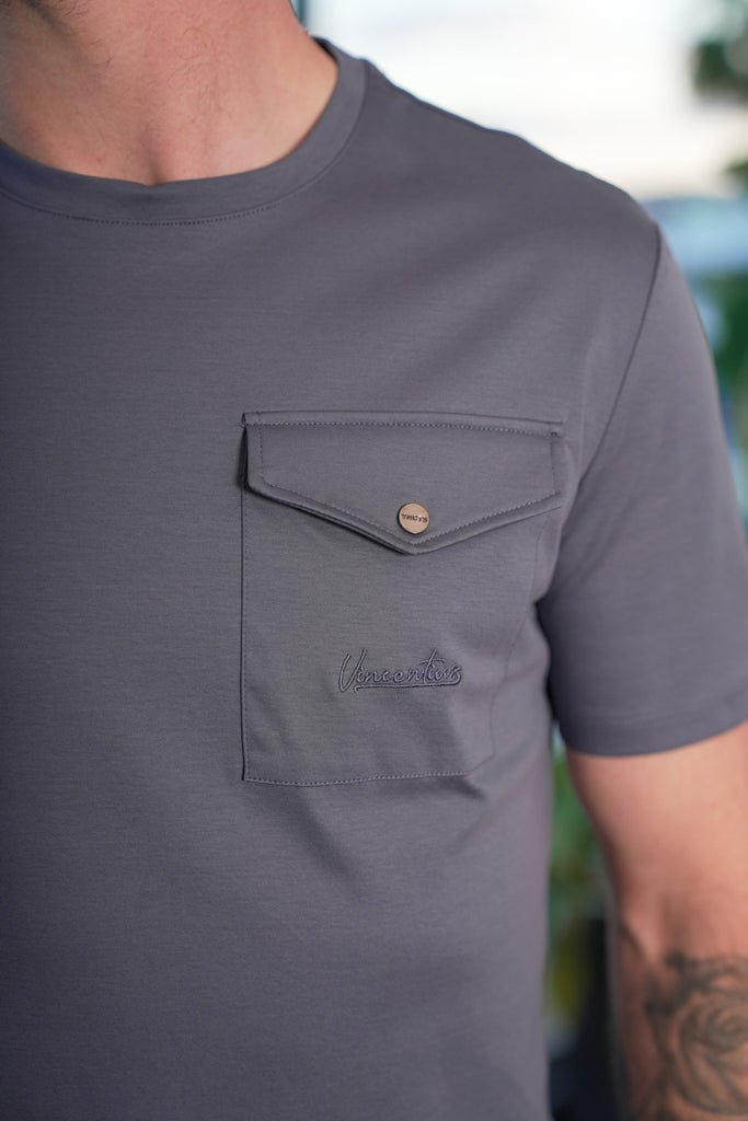 Luxury Mercerised Pocket Logo T-Shirt - Ombre - Vincentius