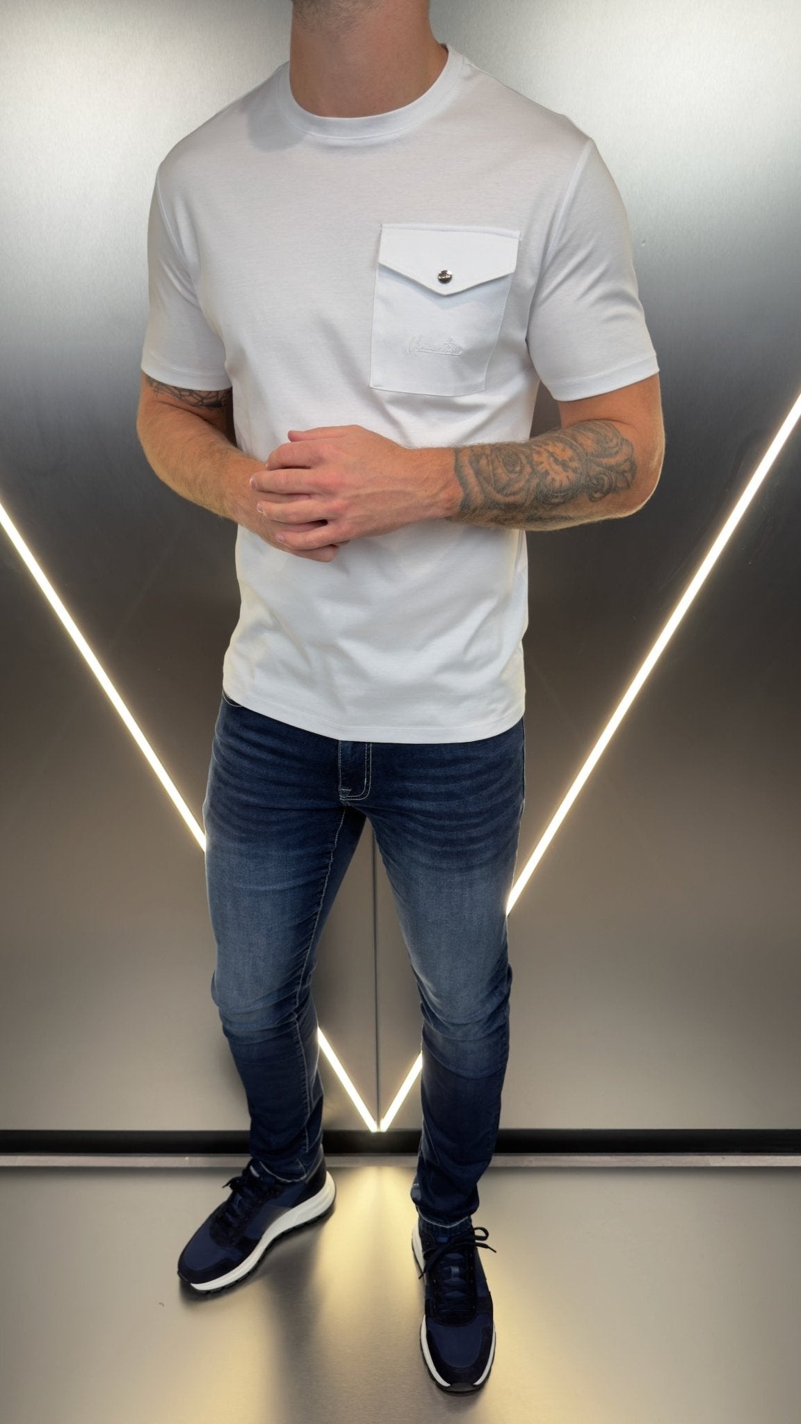 Luxury Mercerised Pocket Logo T-Shirt - White - Vincentius