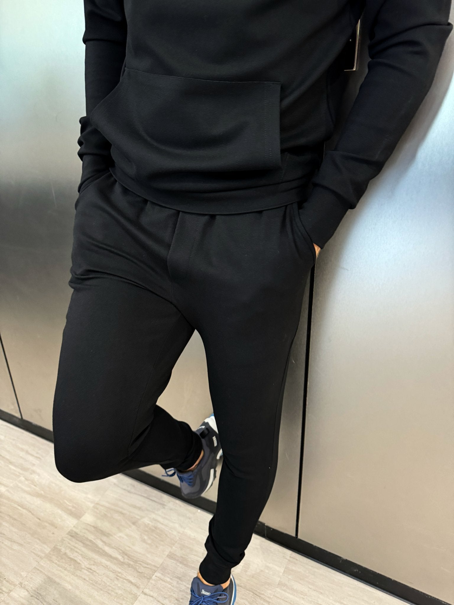 Luxury Nylon Panel Logo Jogger - Black - Vincentius