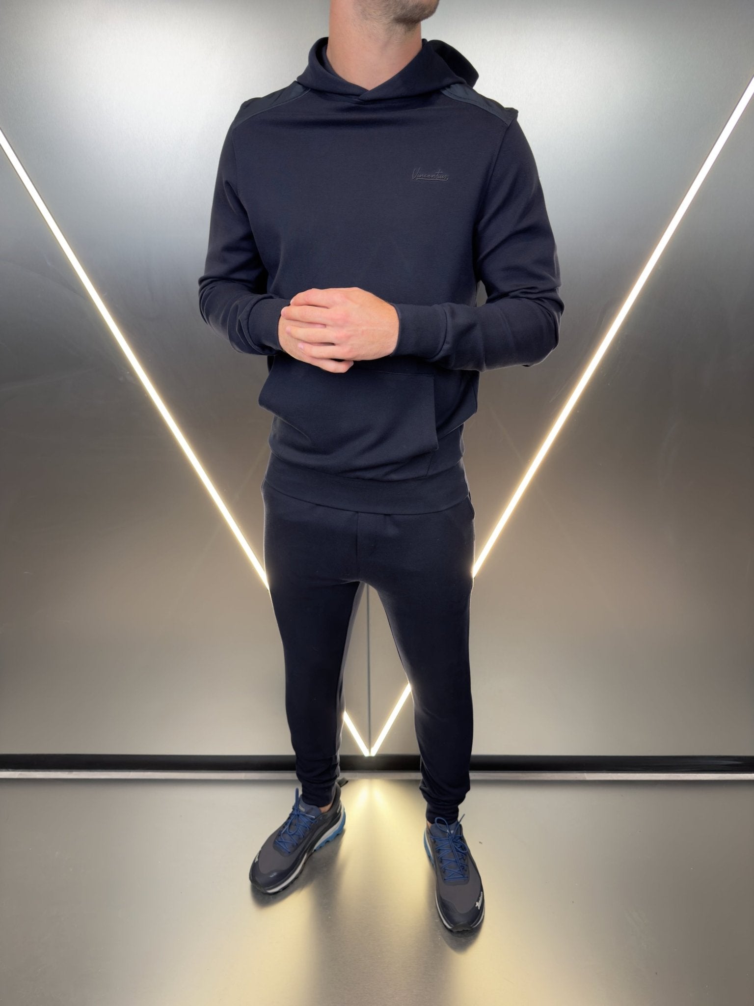 Luxury Nylon Panel Tracksuit - Navy - Vincentius