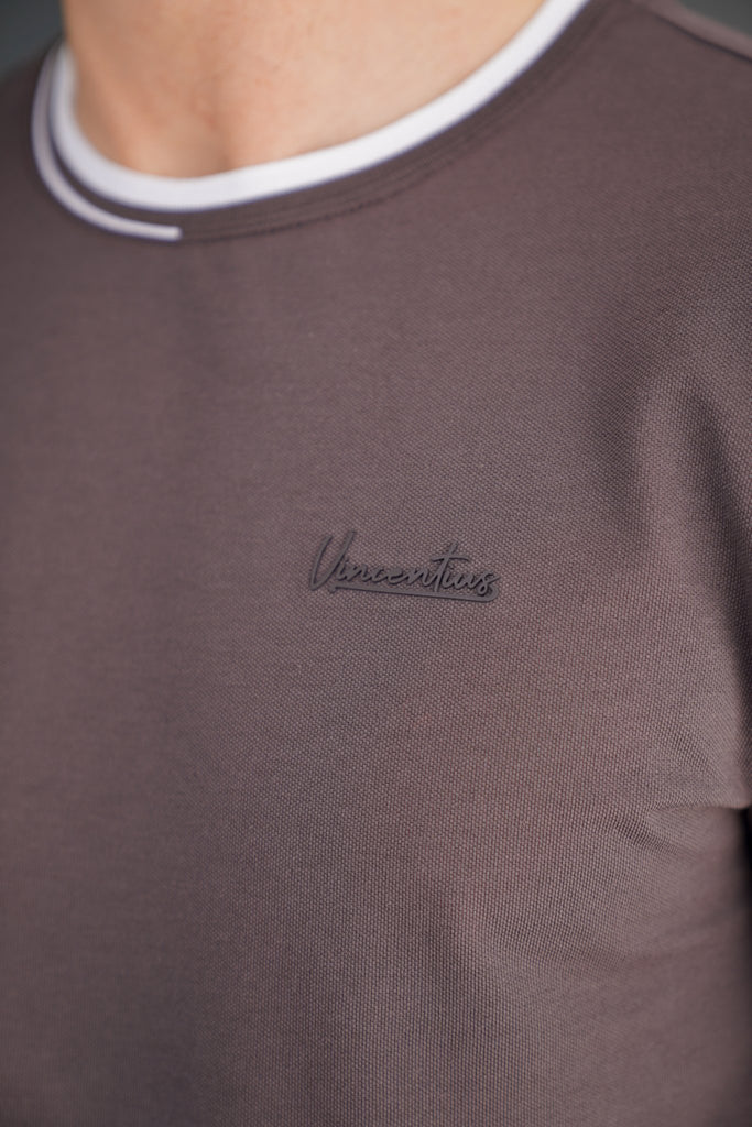 Luxury Pique Logo T-Shirt - Charcoal - Vincentius