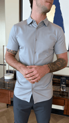Mercerised Short Sleeve Shirt - Ice Grey - Vincentius