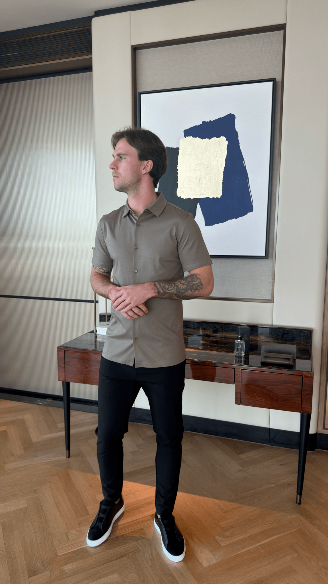 Mercerised Short Sleeve Shirt - Mocha - Vincentius