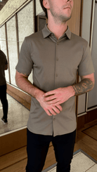Mercerised Short Sleeve Shirt - Mocha - Vincentius