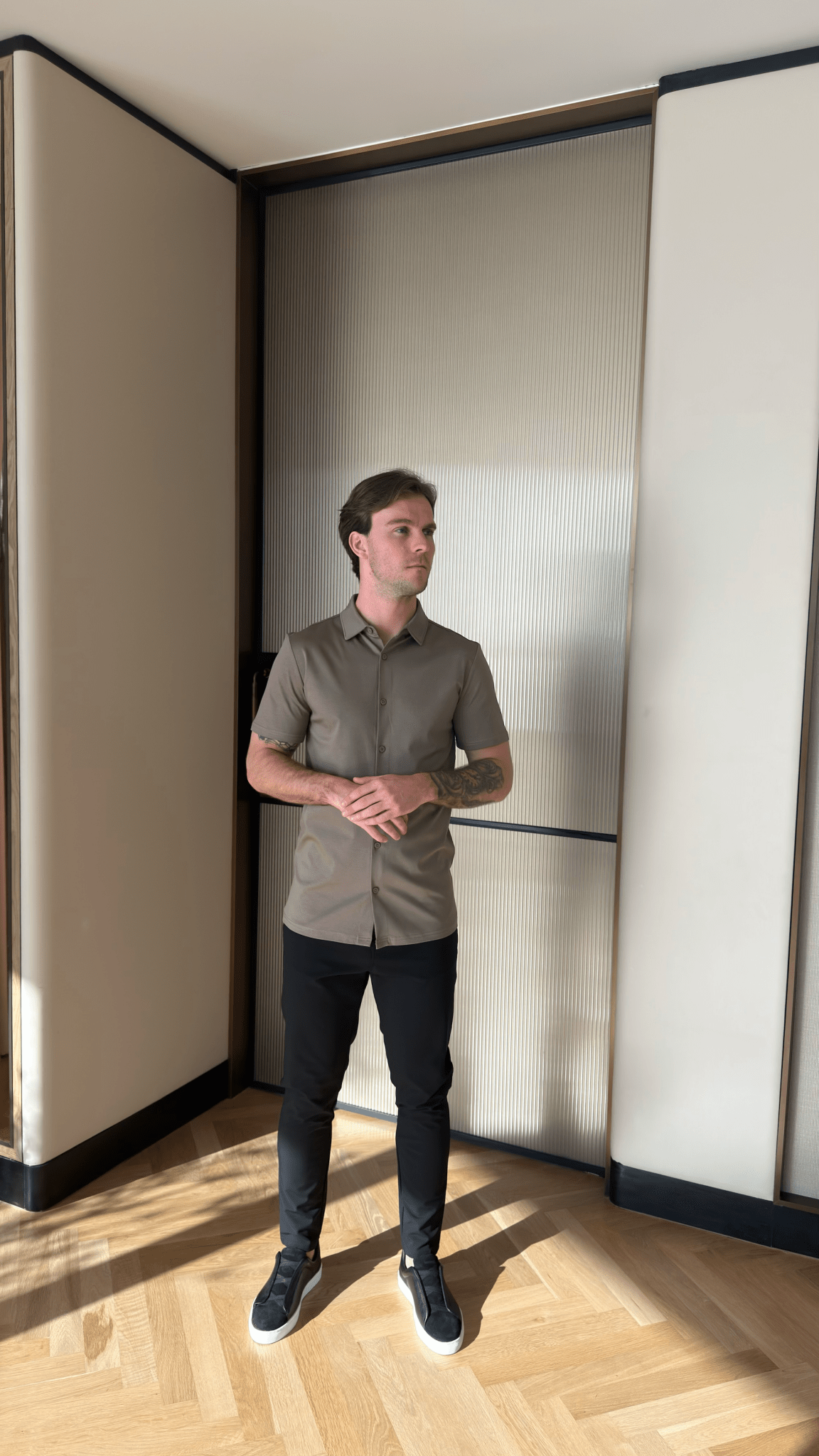 Mercerised Short Sleeve Shirt - Mocha - Vincentius