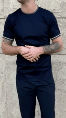 Striped Cuff T-Shirt - Navy - Vincentius