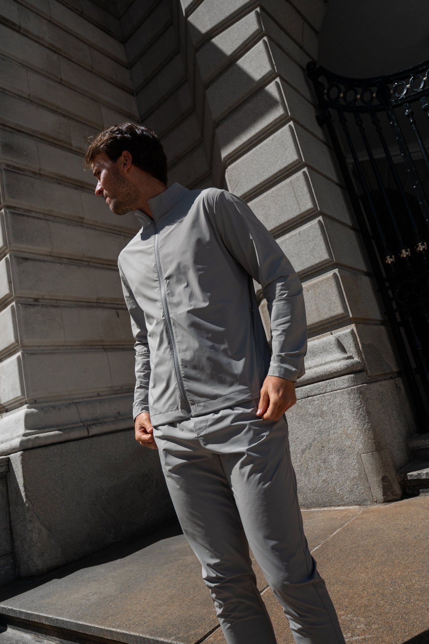 Transitional Mock Neck Jacket - Light Grey - Vincentius