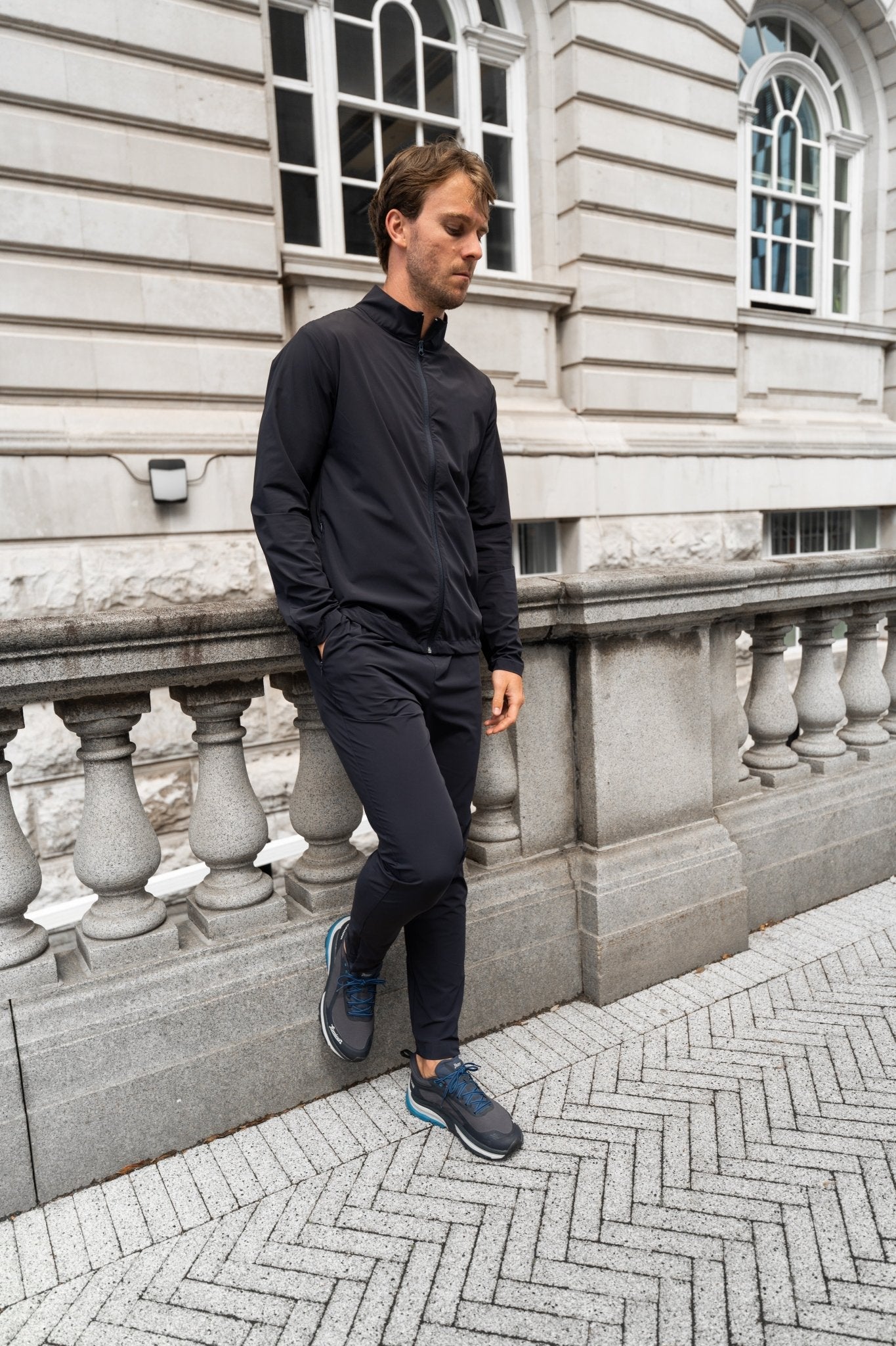 Transitional Mock Neck Jacket - Navy - Vincentius