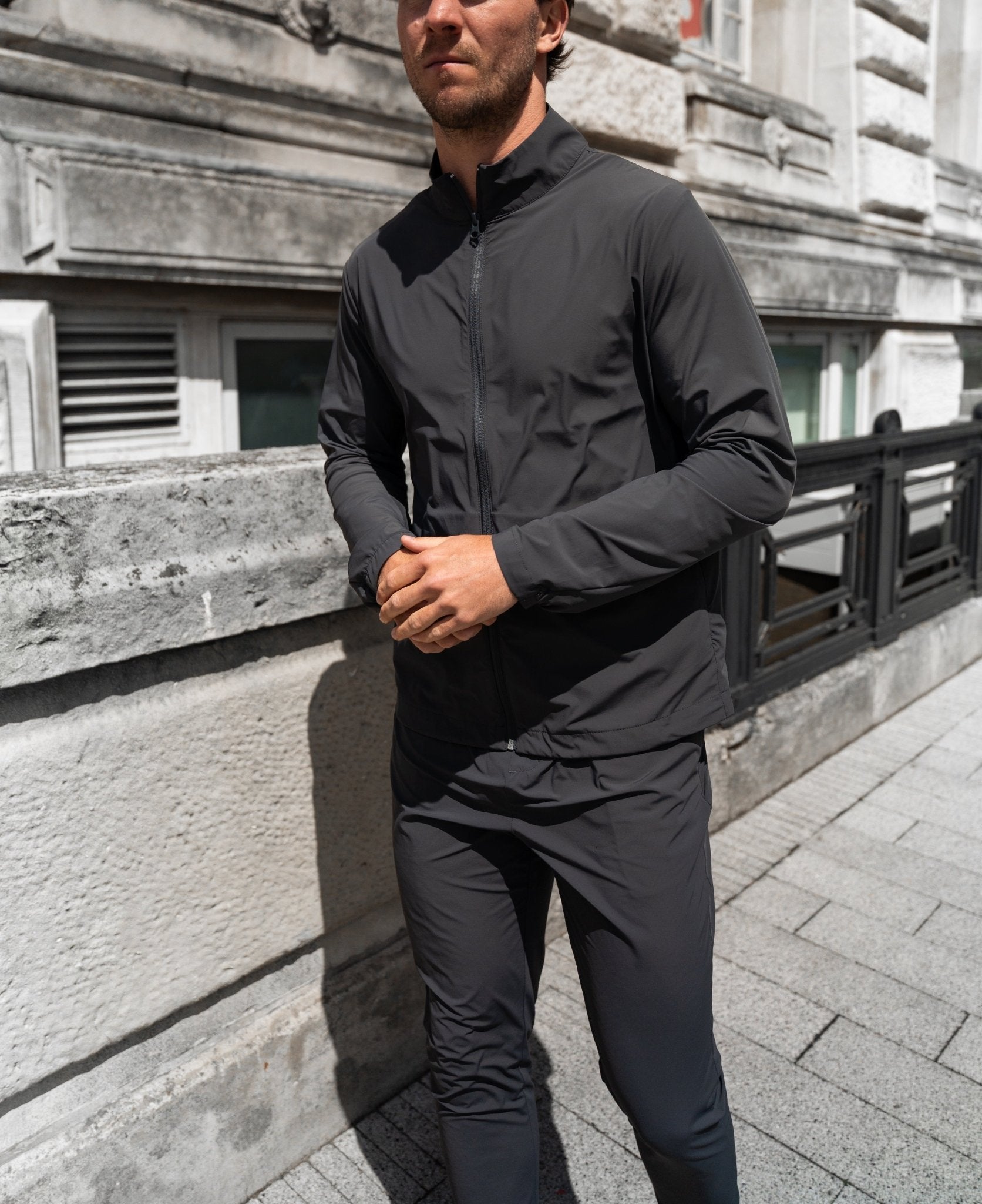 Transitional Mock Neck Jacket - Slate Grey - Vincentius