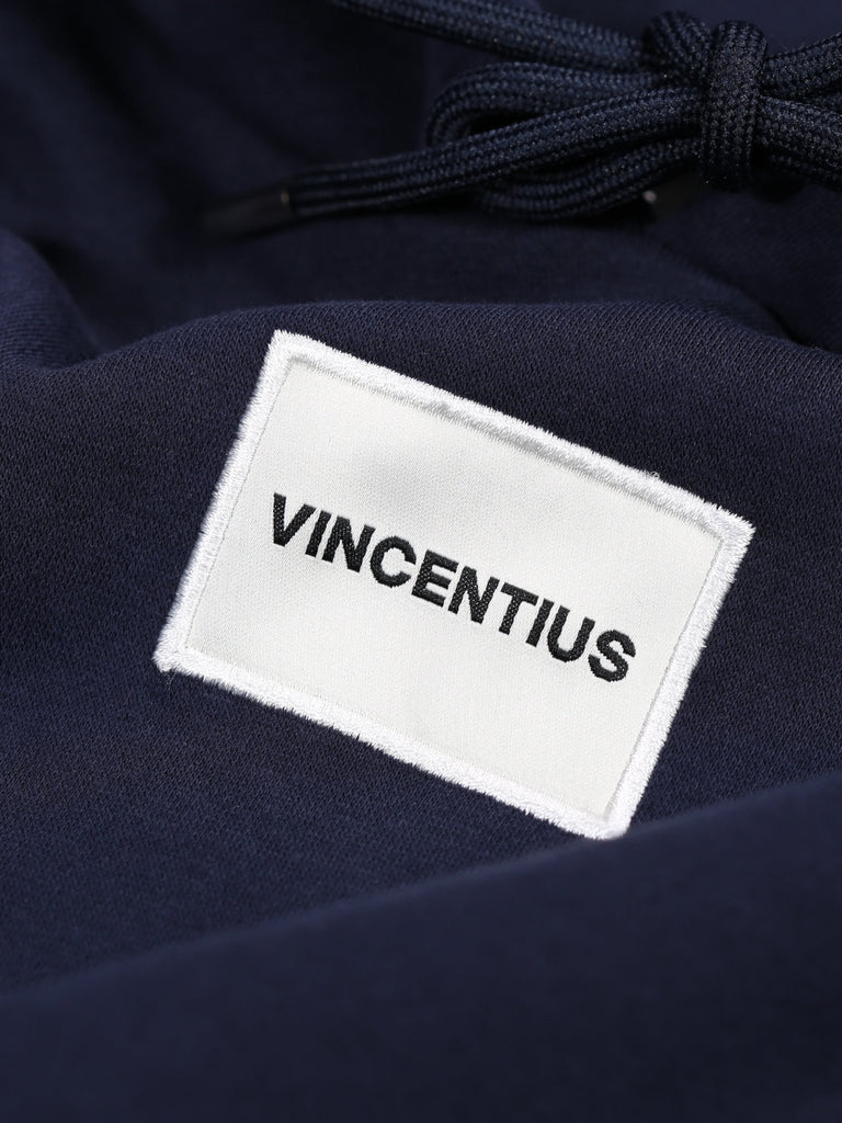 Badge Luxe Hoodie - Navy/White - Vincentius