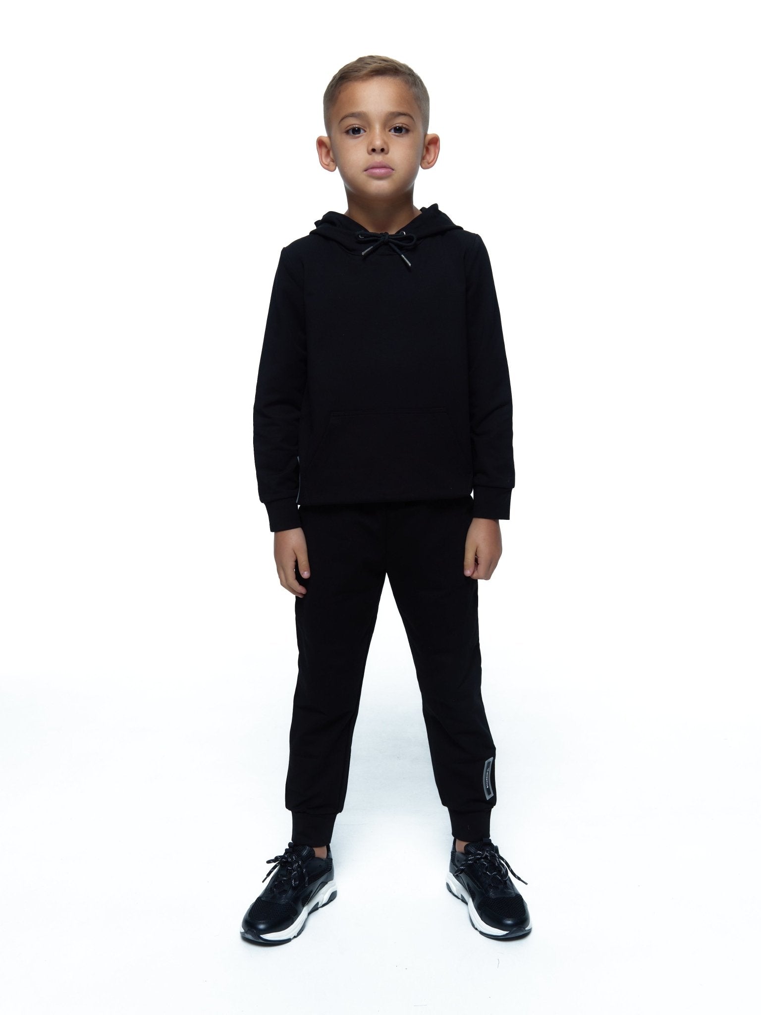 Boy's Black Logo Panel Tracksuit - Vincentius