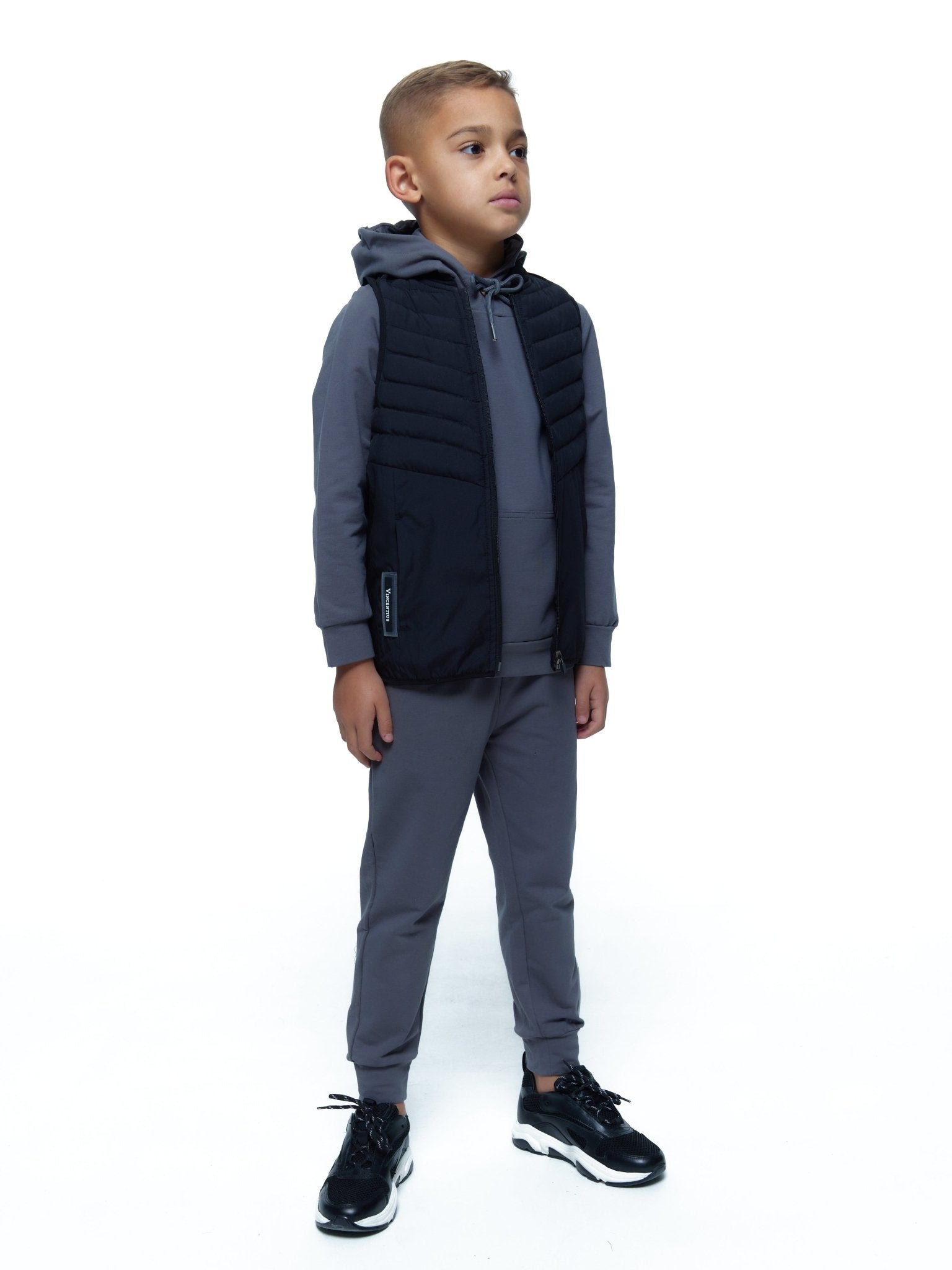 Boy's Graphite Logo Panel Tracksuit - Vincentius