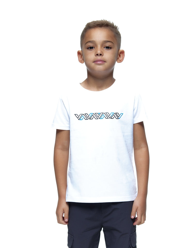 Boy's Luxe White & Blue V Line T-Shirt - Vincentius