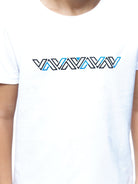 Boy's Luxe White & Blue V Line T-Shirt - Vincentius