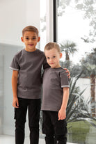 Boys Ribbed Cuff Charcoal T Shirt - Vincentius