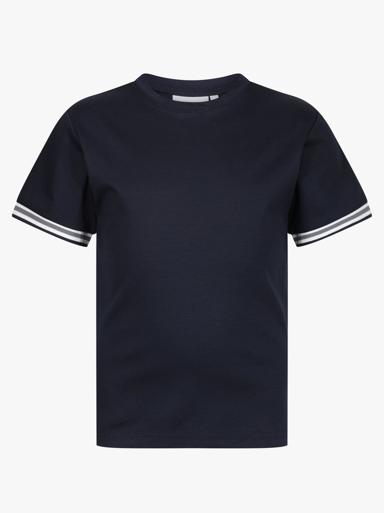 Boys Ribbed Cuff Navy T Shirt - Vincentius