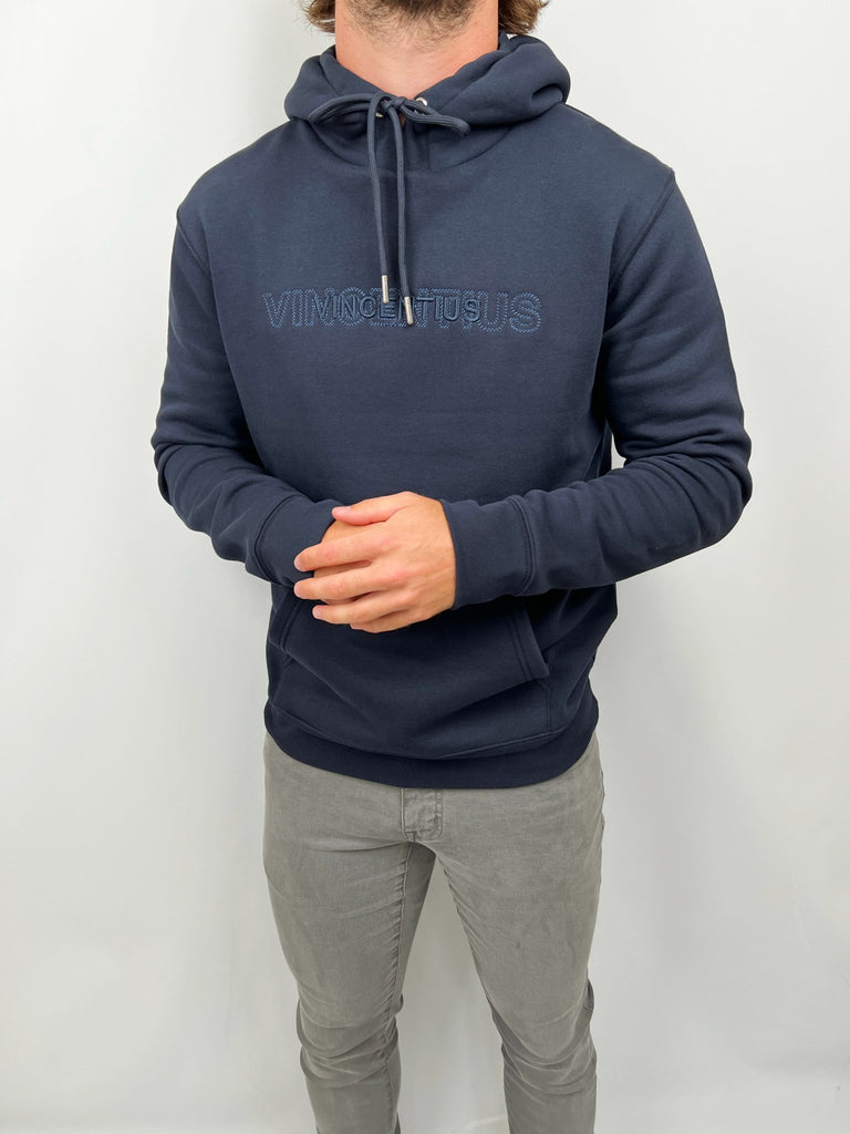 Double Embroidery Luxe Hoodie - Navy - Vincentius