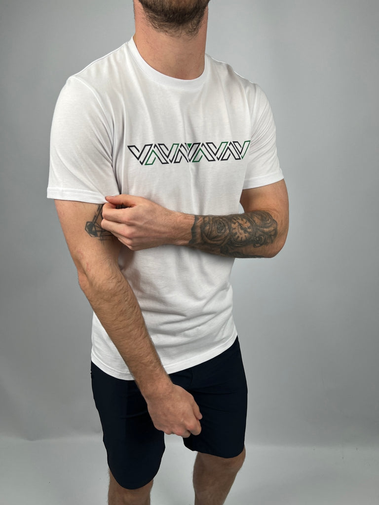 Luxe V Line T-Shirt - White & Green - Vincentius