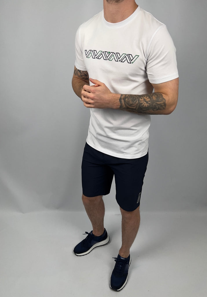 Luxe V Line T-Shirt - White & Green - Vincentius