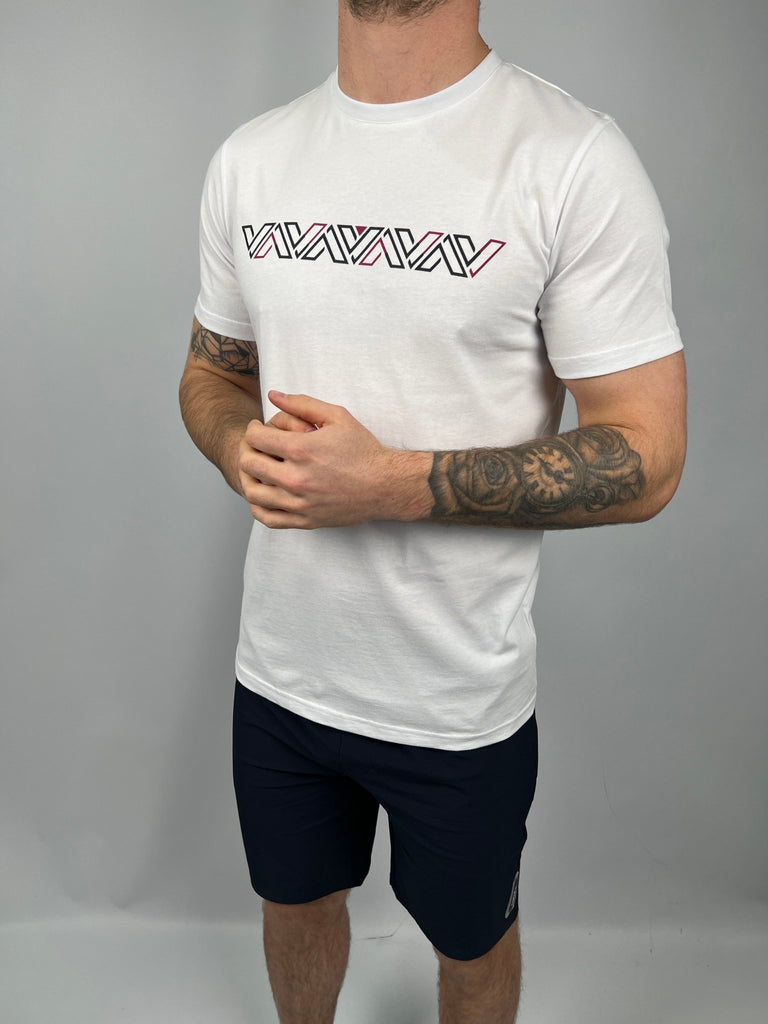 Luxe V Line T-Shirt - White & Pink - Vincentius