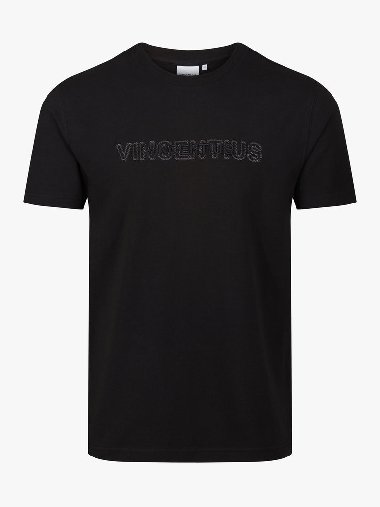 Luxury Double Embroidery T-Shirt - Black - Vincentius