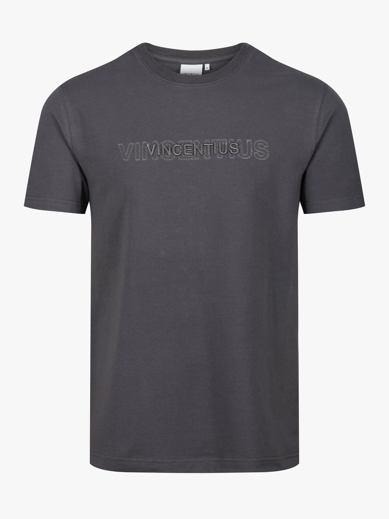 Luxury Double Embroidery T-Shirt - Charcoal - Vincentius