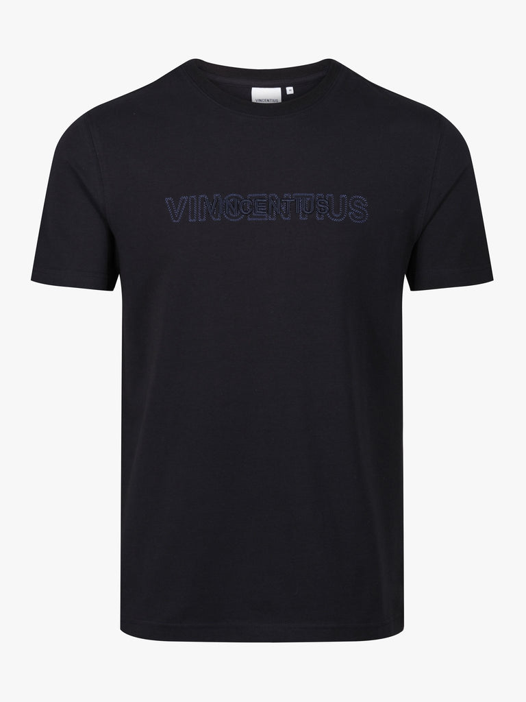 Luxury Double Embroidery T-Shirt - Navy - Vincentius