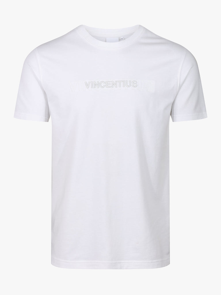Luxury Double Embroidery T-Shirt - White - Vincentius