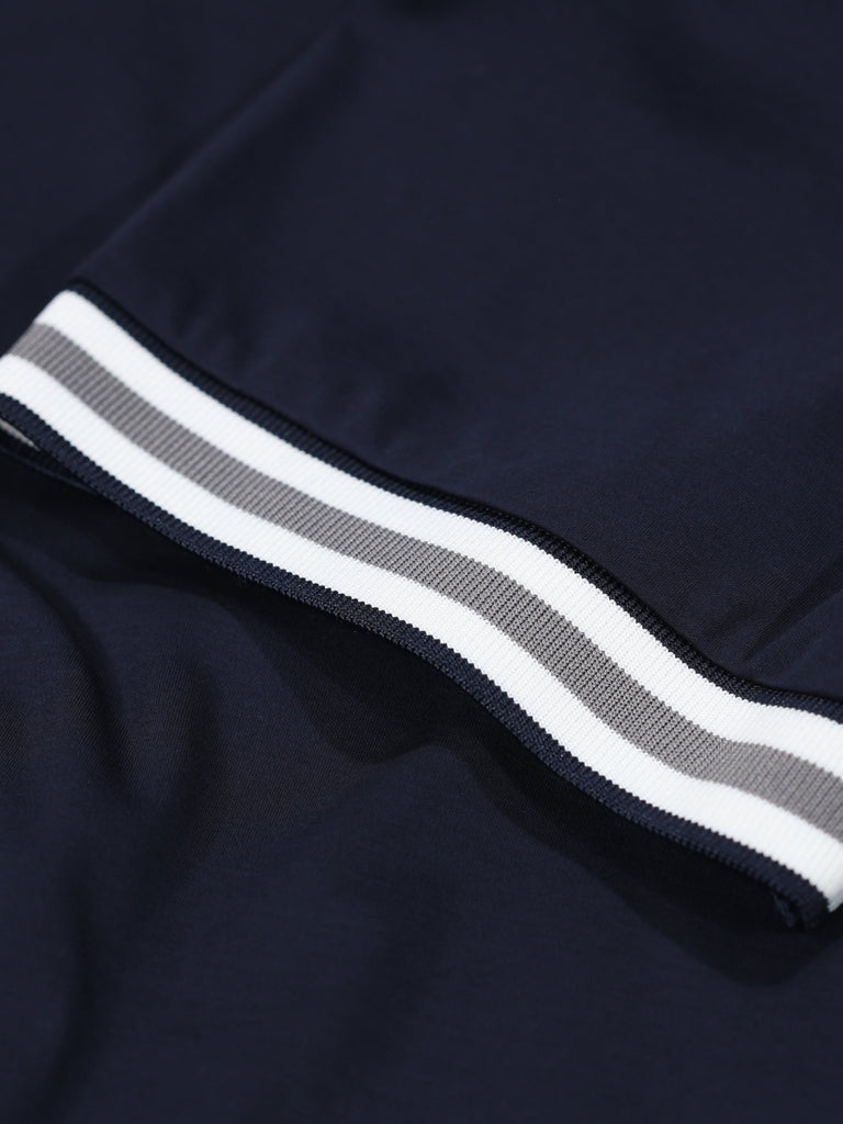 Luxury Ribbed Cuff T-Shirt - Navy - Vincentius