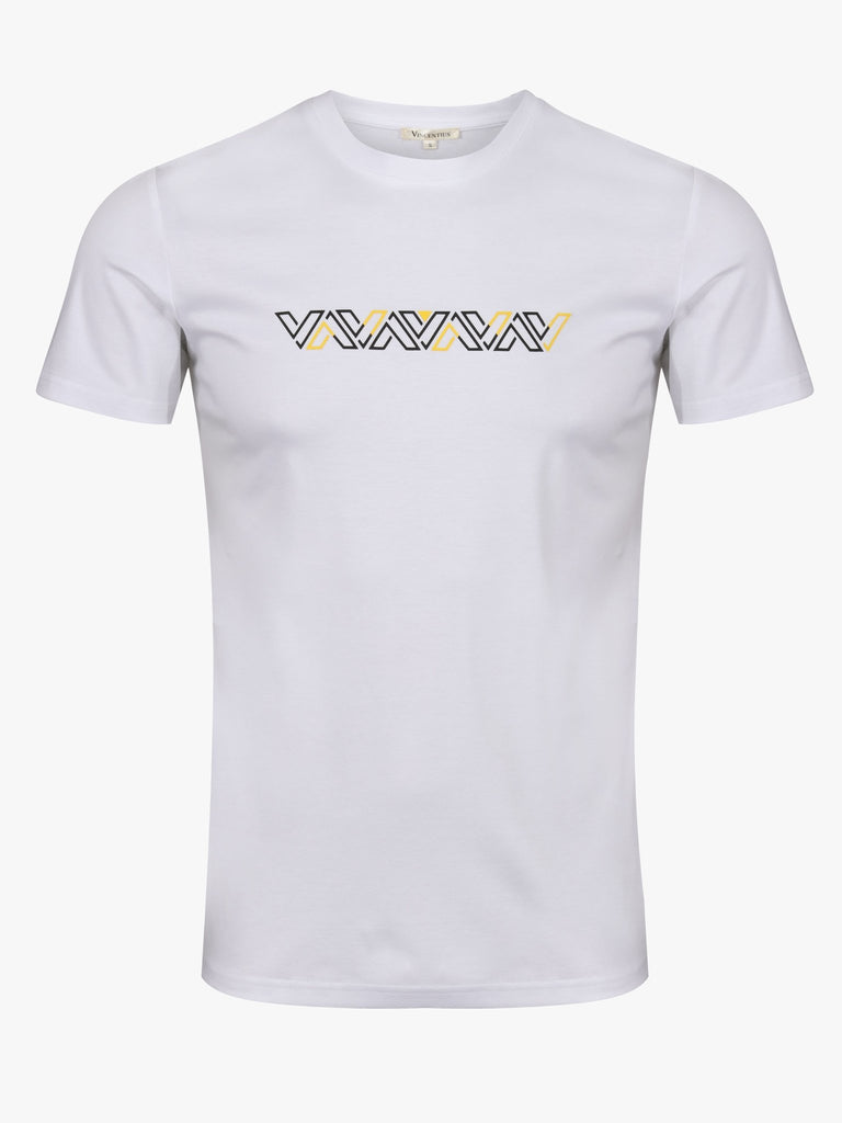 Luxury White & Yellow V Line T-Shirt - Vincentius