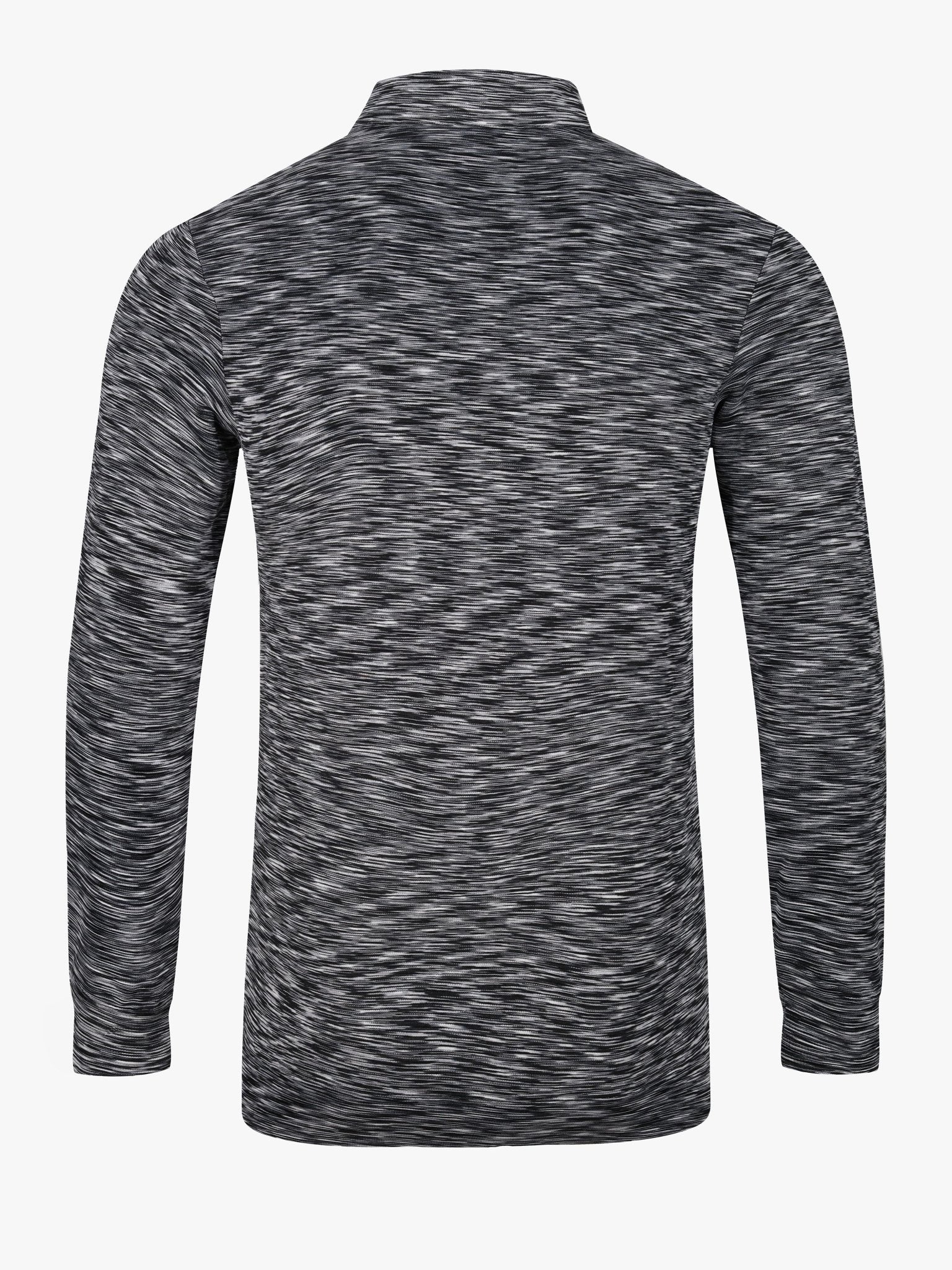 Space Dye Long Sleeve Polo Black - Vincentius