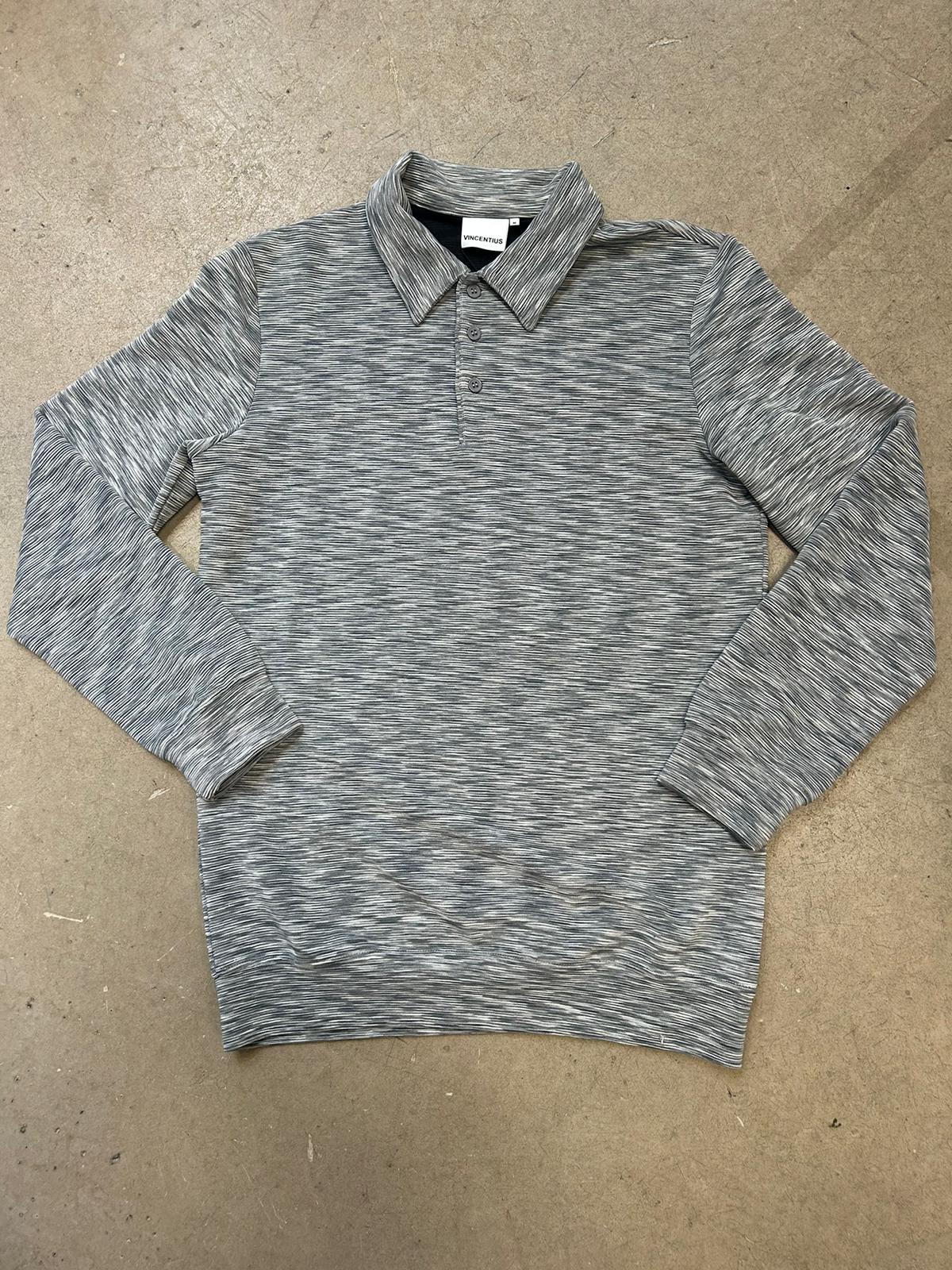 Space Dye Long Sleeve Polo Grey - Vincentius