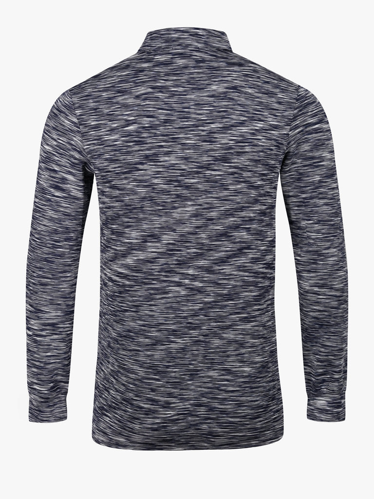 Space Dye Long Sleeve Polo Navy - Vincentius